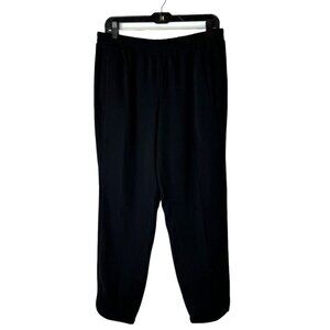 J Crew Pants Women 10 Black‎ Elastic Waist High Rise Slash Pocket Tapered Leg